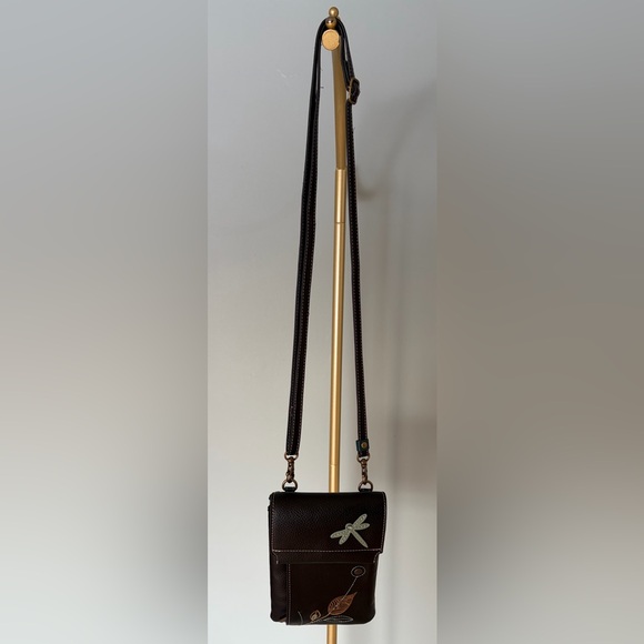 CHALA Faux Leather Embroidered Black and Green Crossbody Bag - Picture 9 of 15